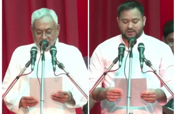Nitish Kumar and Tejasvi Yadav takes oath