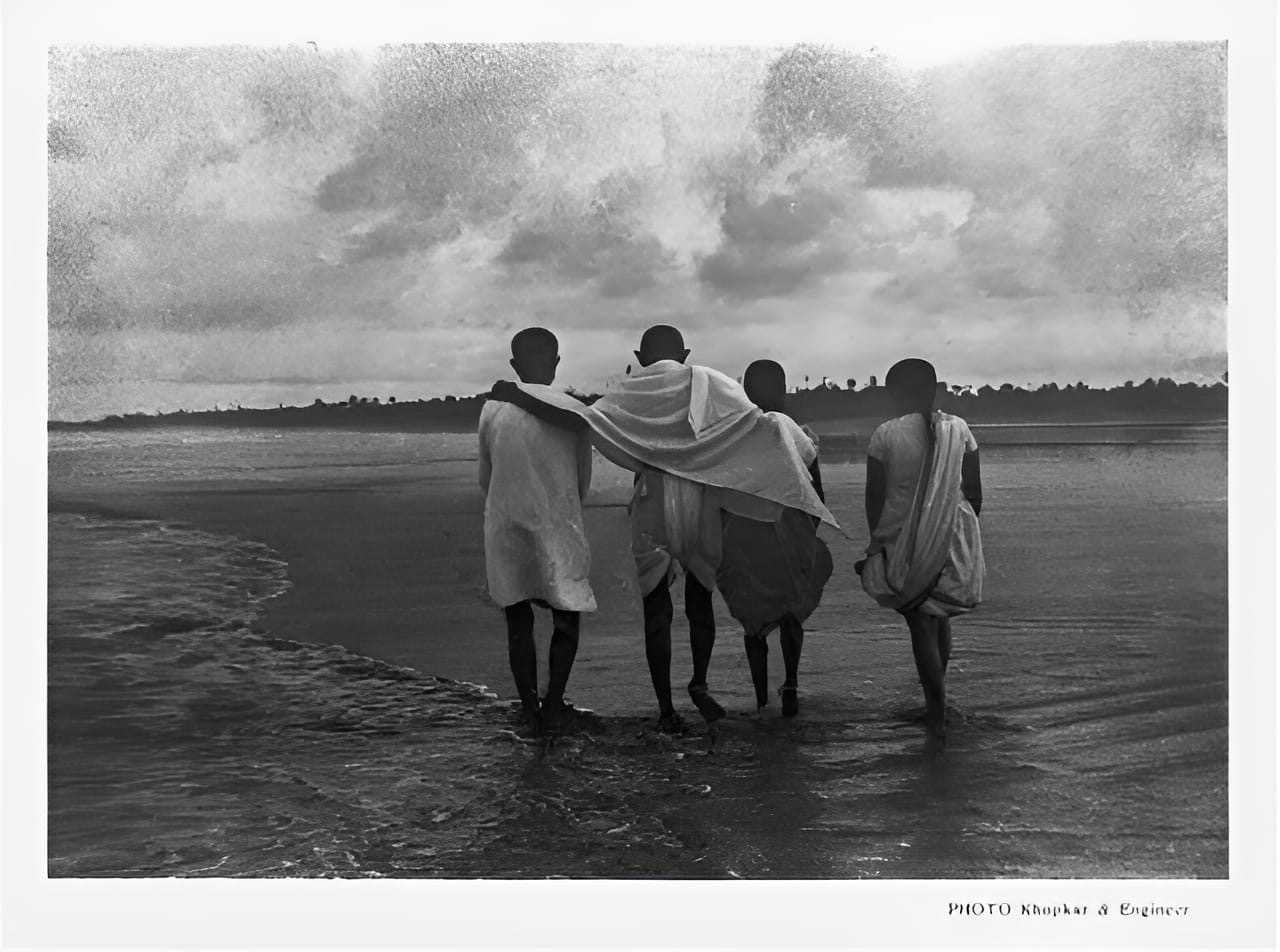 Mahatma Gandhi at Juhu beach