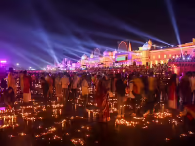 Ayodhya Ram Mandir glitters at night