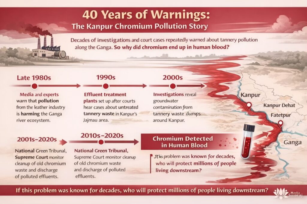 40 years of warning about pollution in Uttar Pradesh rivers including Ganga , Yamuna and their tributaries 