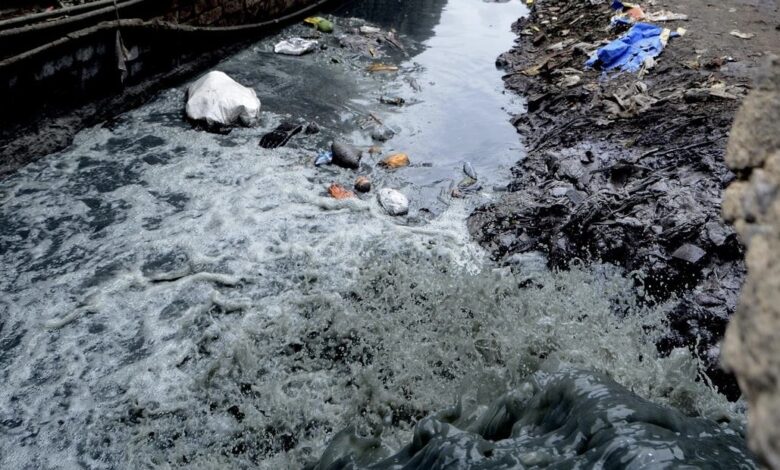 Dirty drain in Kanpur carry toxic industrial waste including chromiumwaste