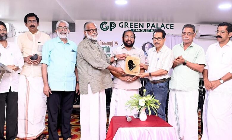Dr. Anil Chelombra releasing Ananwayam at Green Palace Auditorium Vadakara May 2026 • Three-day Gandhi Fest Vadakara October 3 to 5 2025