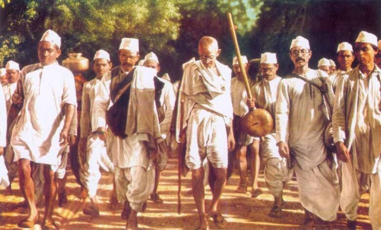 Mahatmaa Gandhi leading the great Salt March